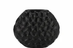 Inga jada black zwart ovaal vaas structuur 24x10x20cm