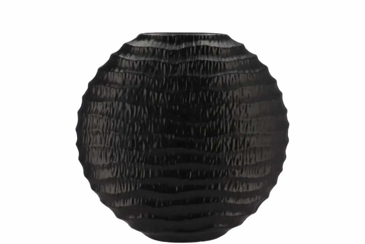 Inga jada oval luxe wave vaas zwart