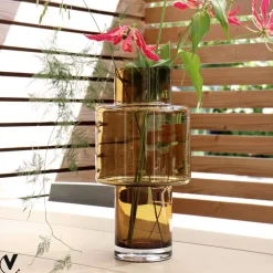 Juba cognac Ø20 x H40 cm glazen vaas