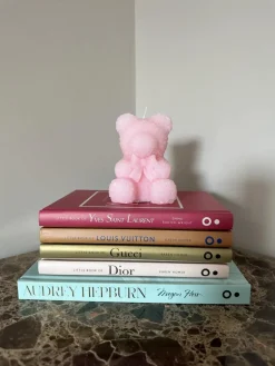 Kaars Teddy Beer Roze klein 8 uur