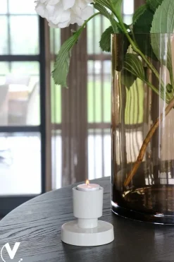 Kaarshouder beige ivory Piura XS Ø9 x H10 cm – vase the world