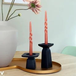 Kaarshouder Calama M zwart L10 x H10 x H18 cm – Vase the world