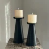 Kandelaar set 2 zwart met beige led kaarsen
