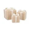 Kerst decoratie sier Cadeaus Set van 3 LED – Teddy Beige/Crème