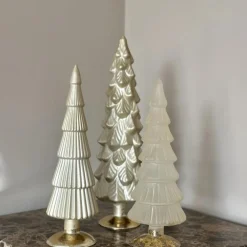Kerstboom decoratie set van glas White Gold Xmas – 30/35 cm
