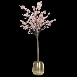 Kunst bloesem prunus boom roze met vaas en witte stenen 270 cm