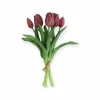 Kunst Tulp boeket Real Touch aubergine paars – 28 CM