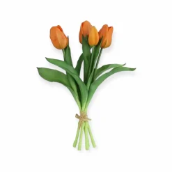 Kunst Tulp boeket Real Touch oranje – 28 CM
