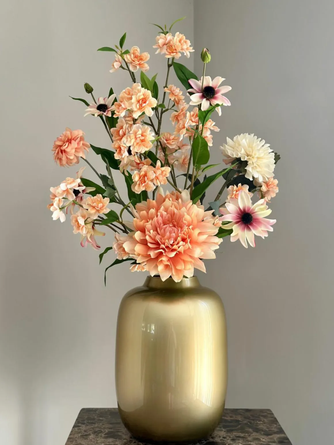 Kunstbloem Beige Dahlia klein 60 cm