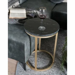 Laptoptafel Mitch Marmer Rond – Zwart/Goud