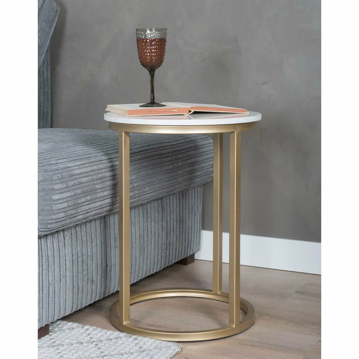 Laptoptafel Mitch Marmer Rond – Wit/Goud