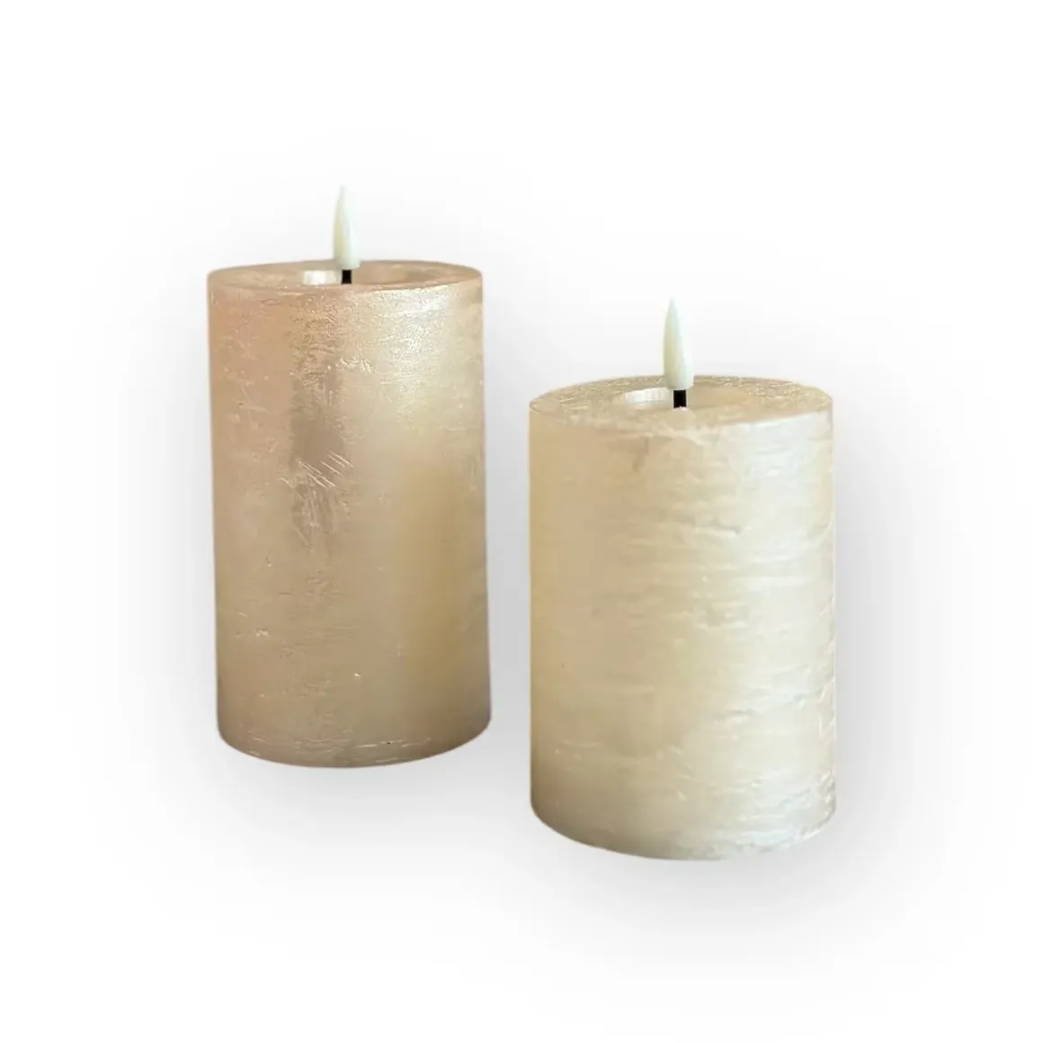 Led kaarsen metallic beige 2 afmetingen
