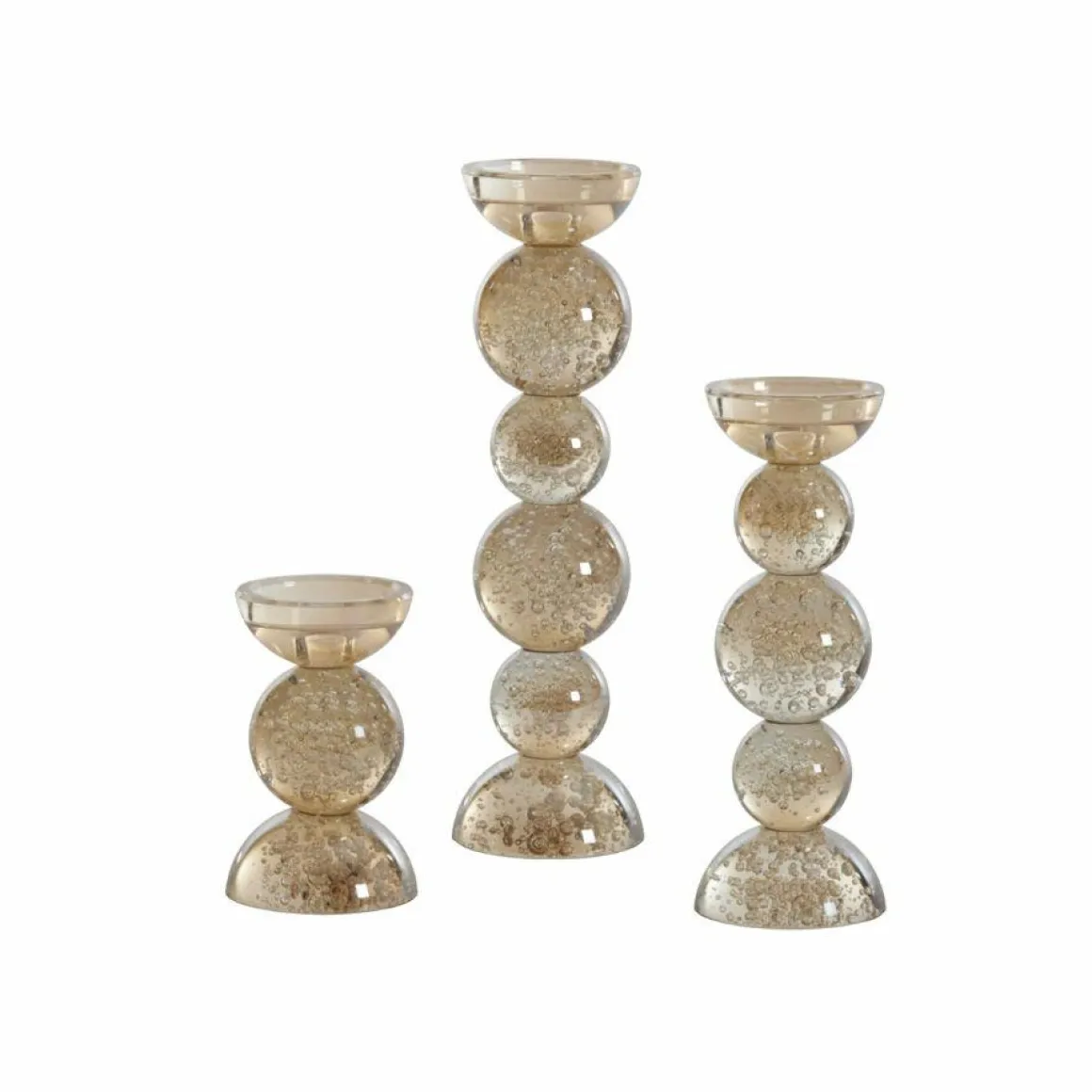 Light & Living | glazen kandelaar set van 3 amber luster