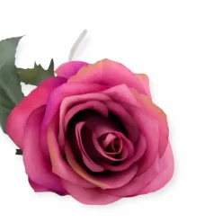 Losse zijden bloem fuchsia/aubergine roos 54 cm