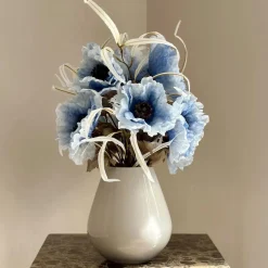 Losse zijden bloem poppy blauw 107 cm