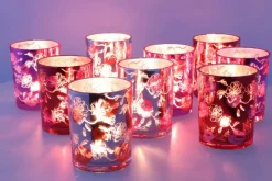 Love You Lips waxinelicht houder roze rood fuchsia 7,3cm x 8cm