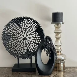 Luxe vaas met gat zwart 20x5x37cm