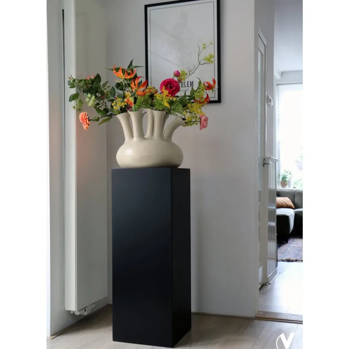 Mont Blanc matte black zwart luxe vaas of zuil L35 x B35 x H80cm