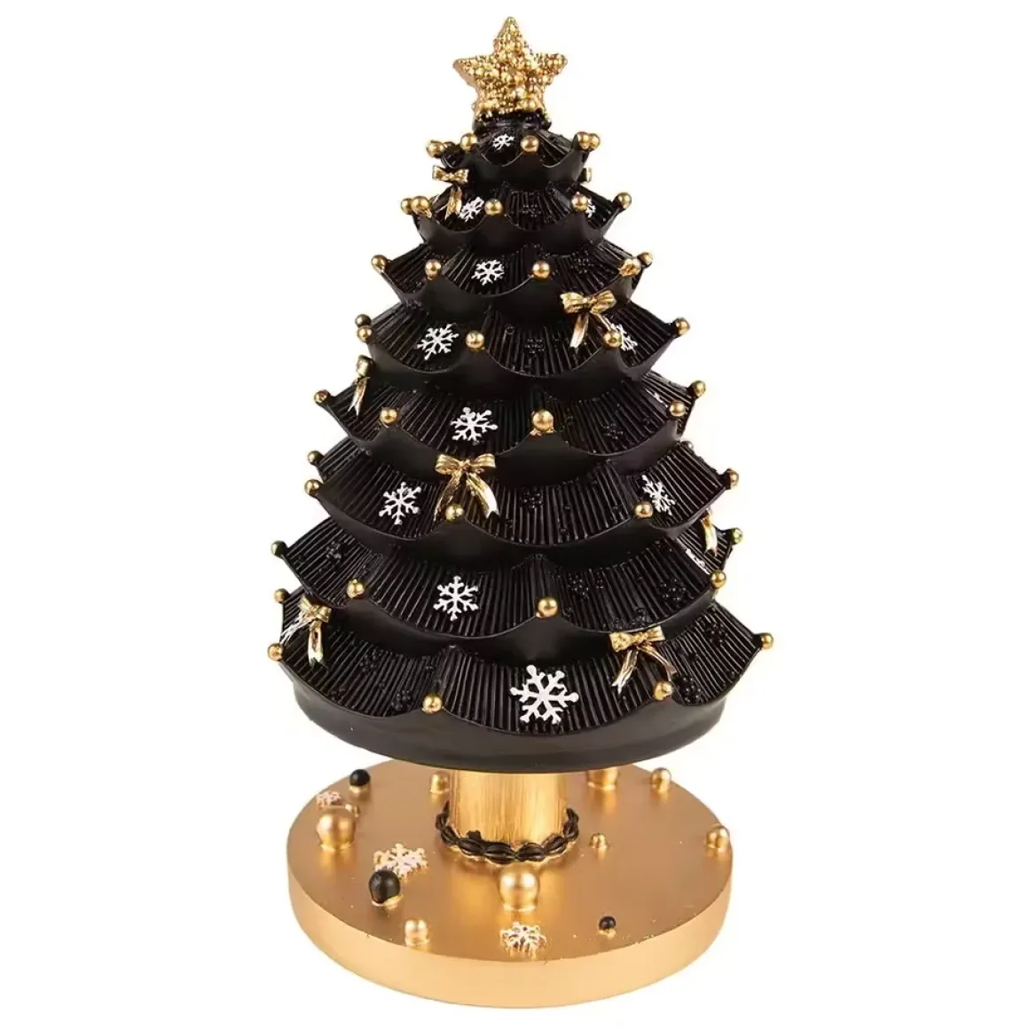 Muziekdoos Kerstboom zwart goud 11×20 cm