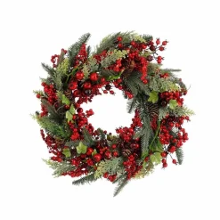 Norah Kerstkrans met Dennenappels – H13 x Ø50 cm – Rood