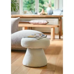 Poef off white beige 46 x 49 cm