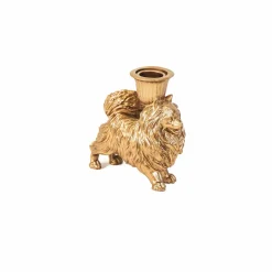 Pomeranian dwergkees kaars houder goud 11.7 x 5.5 x 12 cm