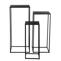Quinty Bijzettafel – Set van 3 – L30 x B30 x H70 cm – Metaal – Zwart