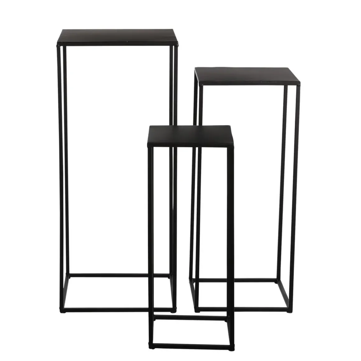 Quinty Bijzettafel – Set van 3 – L30 x B30 x H70 cm – Metaal – Zwart