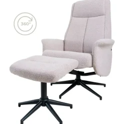 Relaxfauteuil Bindy + Hocker – Bouclé – Naturel