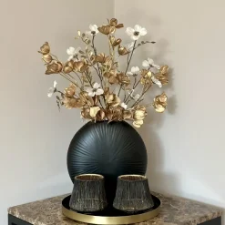 Salontafel decoratie set met waxinelichthouders goud zwart