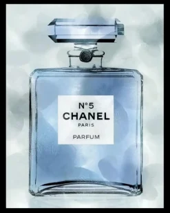 Schilderij poster met zwarte lijst parfumfles cc n5 blauw 40x50cm