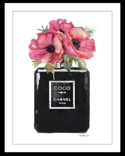 Schilderij poster met zwarte lijst parfumfles coco noir 40x50cm