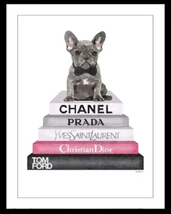 Schilderij poster met zwarte lijst bulldog pup 40x50cm