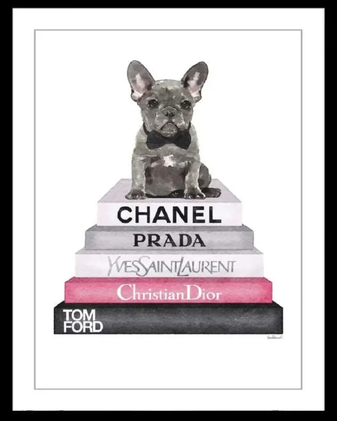 Schilderij poster met zwarte lijst bulldog pup 40x50cm