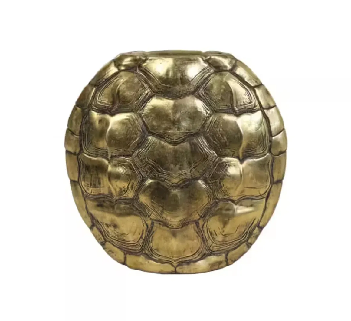 Schildpad turtle vaas goud 29,5x8x30cm