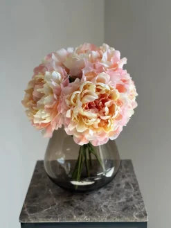 silk peony zijden bloemen boeket met vaas.
