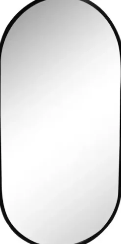 Spiegel ovaal met aluminium lijst zwart