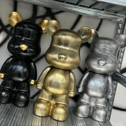 Staande teddy beer beeld zwart goud 47 cm