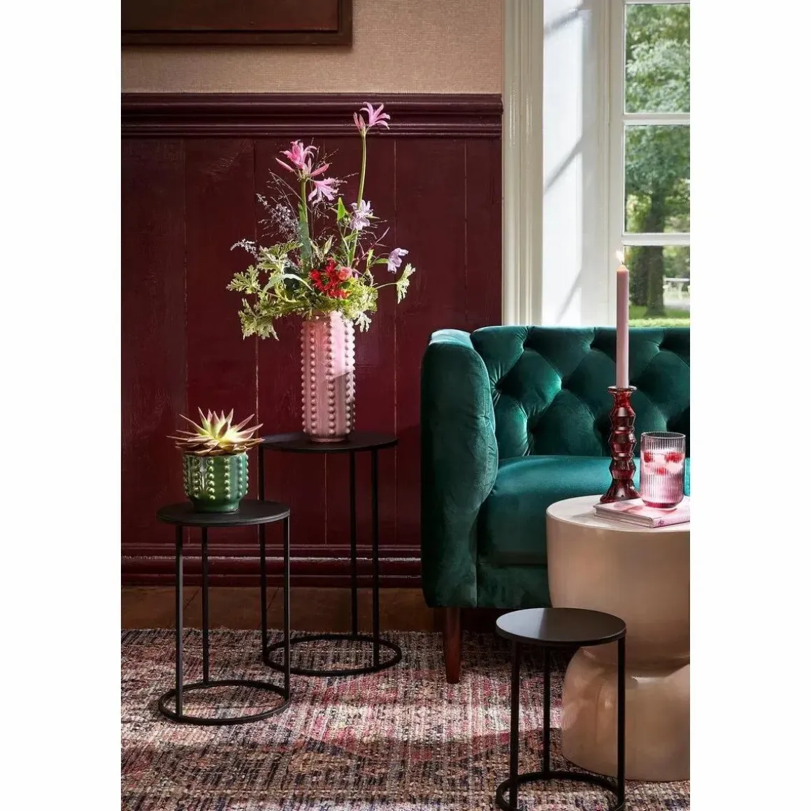 Stage Bijzettafel – H45 x Ø35 cm – Cement – Beige