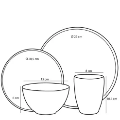 Tabo Serviesset 4 Persoons – Grijs