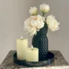 Tafel decoratie set zwart crème met led kaarsen