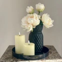 Tafel decoratie set zwart crème met led kaarsen