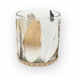 theelicht waxinelicht houder met veer ibiza home deco 7.5×7.5x8cm