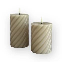 Twisted led kaarsen beige 2 afmetingen