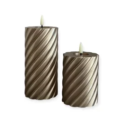 Twisted led kaarsen metallic brons 2 maten