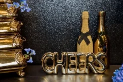 Vaas Champagne fles Goud 12x11x39cm