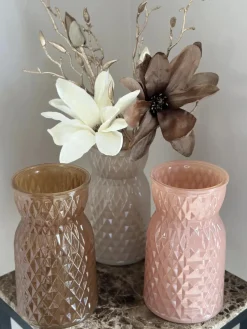 Vaas glas diamond bruin tinten 12x20cm