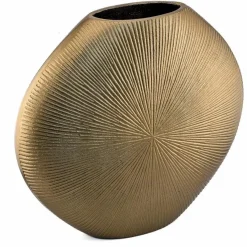 Vaas rond ovaal plat goud 28×25.5cm