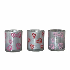 Valentijn tip: Love You hart waxinelicht houder Zilver 7,3cm x 8cm