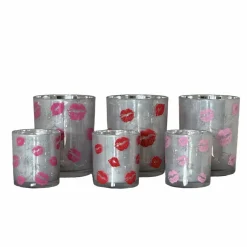 Valentijn tip: Love You lip waxinelicht houder Zilver 7,3cm x 8cm